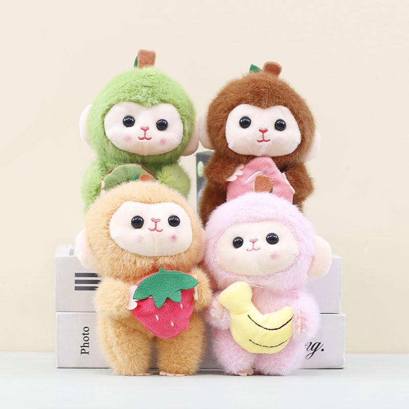 Adorable Plush Fruit Monkey Keychain Cute Cartoon Monkey Doll Accessory For Bags