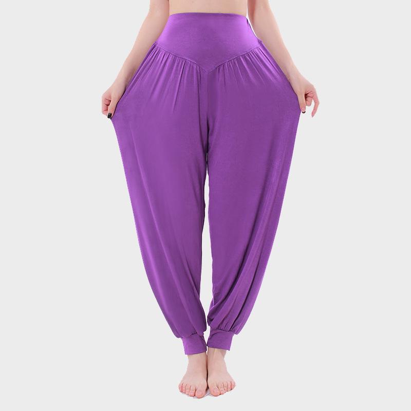 Женские брюки для йоги, эластичные женские брюки, свободные модальные хлопковые мягкие танцевальные шаровары