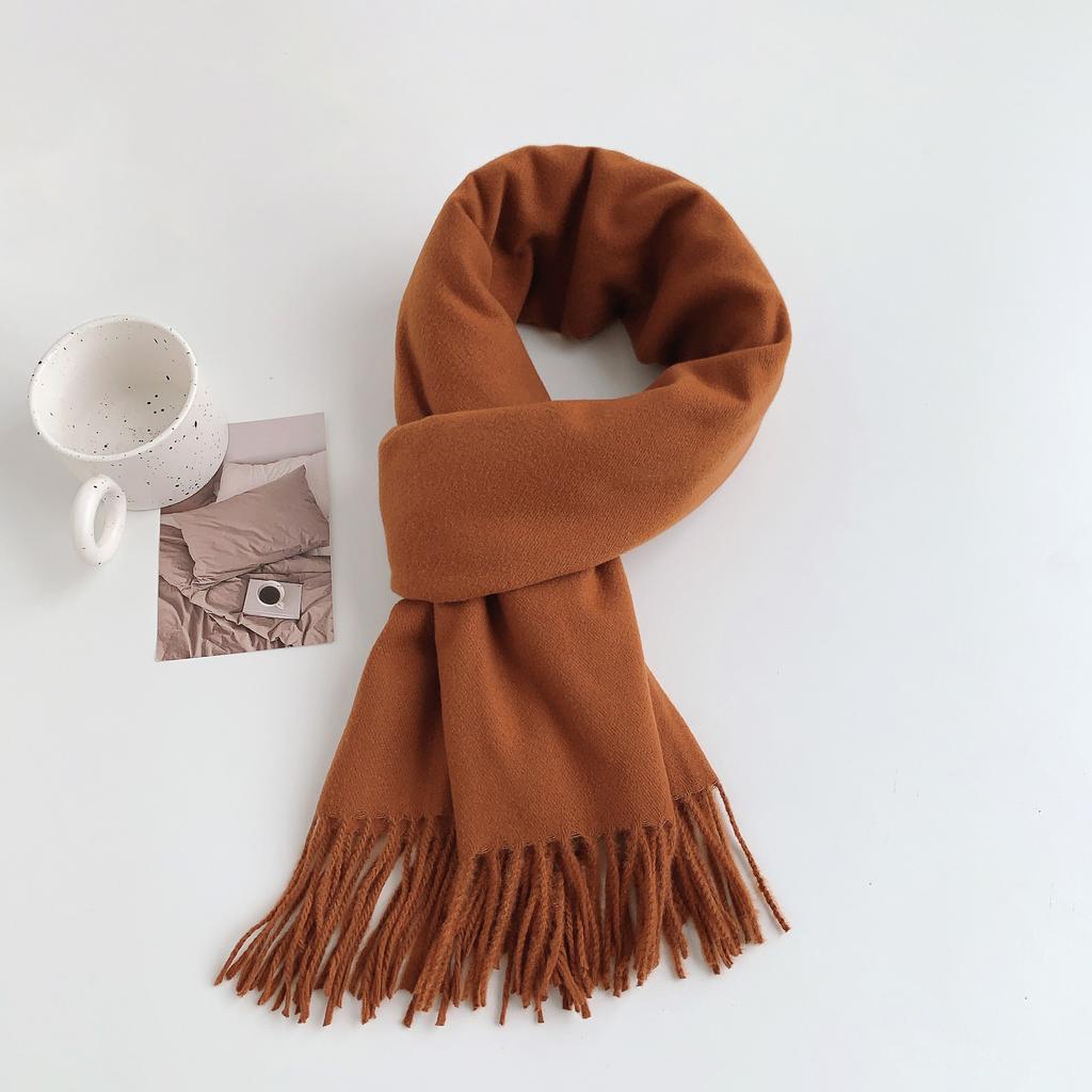 34 цвета, зима 2024, новый высококачественный искусственный кашемировый кисточкой однотонный шарф для женщин, универсальный темпераментный платок-шарф