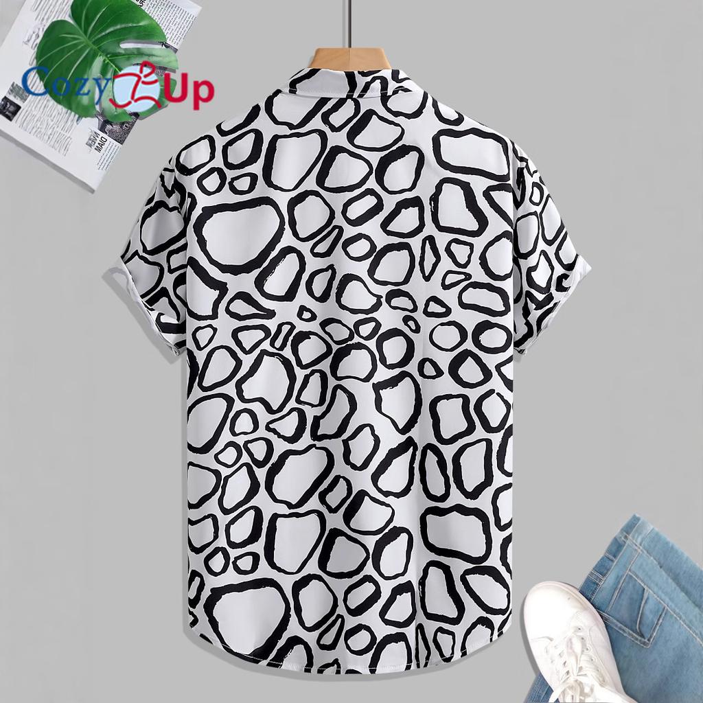 Мужская рубашка с коротким рукавом в черно-белую клетку, мужская рубашка, лето 2025 г.