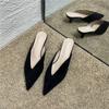 New Pointed Toe Women's High Heel Slippers 2024 Spring Closed Toe Sexy Stiletto Suede Simple Slippers