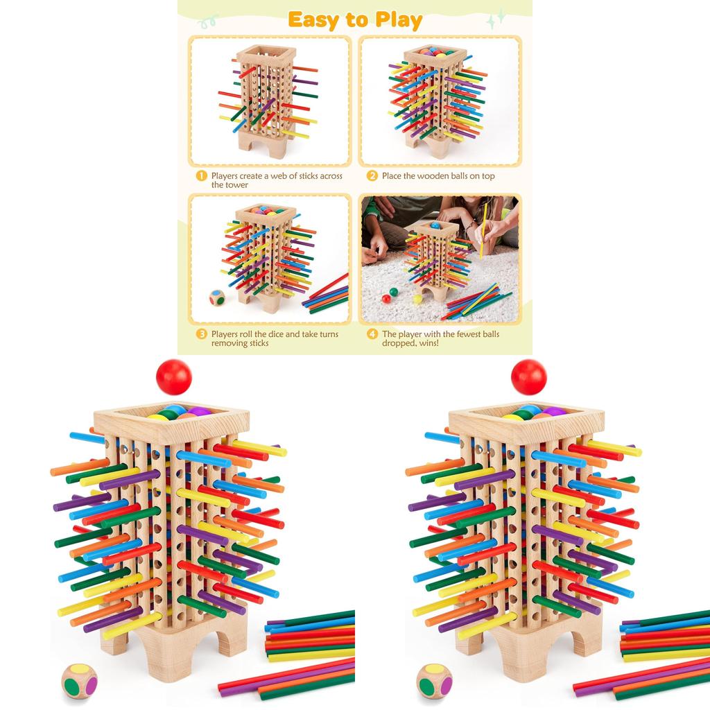 Wooden Montessori Puzzle Board Game With 42 Colorful Sticks For Kids Educational Play