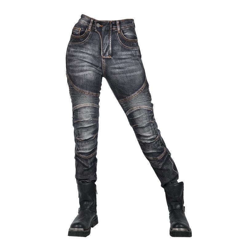 VOLERO+Motorcycle Wash Jeans Women's Vintage Motorcycle Casual Riding Pants+Kevlar Anti Wear And Anti Drop