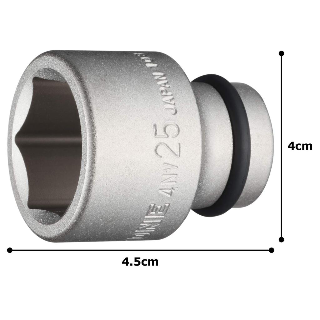 TONE Impact Socket Drive Angle Width Across Flats 25mm 4NV-25 12.7mm (1/2")