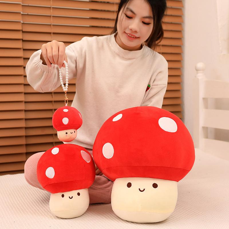 Cartoon Cute Expression Little Mushroom Doll Plush Toy Red Mushroom Doll Girl Bag Keychain Pendant