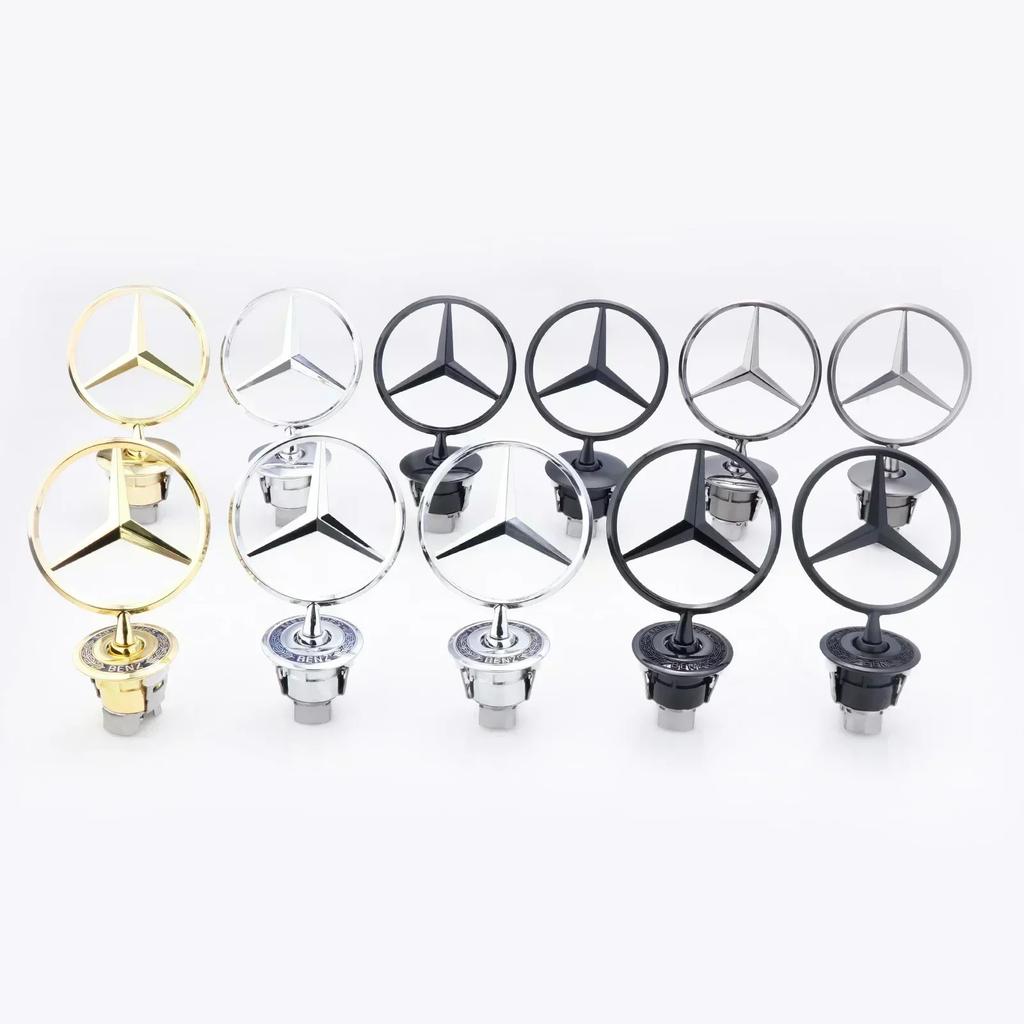 CEV5 3D Car Front Bonnet Hood Emblem Round Zinc Alloy Badge For Mercedes Benz C E S Class W204 W205 W212 W213 W211 W220 W222 W223