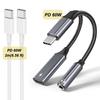 Аудиоадаптер Type C 2 в 1, PD 60 Вт, быстрая зарядка, USB C на 3,5 мм Jack, для 15/16 Samsung Huawei