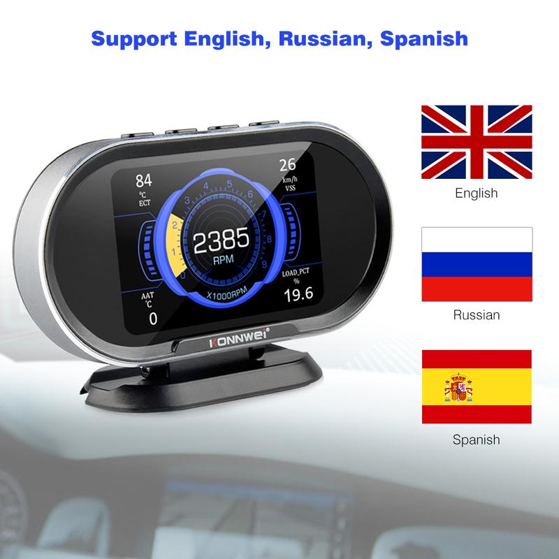 KONNWEI KW206 Бортовой компьютер автомобиля OBD2 Цифровой дисплей Автосканер OBD 2 Расход топлива Датчик температуры воды