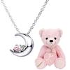 Ожерелье «Полумесяц» с натуральными бриллиантами x Октябрьский розовый мишка [Sears] Женское, Камень рождения, Турмалин, Серебро, Розовый, Медведь, e-1625-tdt-01-p10