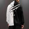 Men's Black & White Claw Mark Hoodie - Trendy Hip-Hop Style for Couples