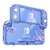 DLseego Чехол для Switch Lite, Съемный, Прозрачный PC, Ультра-полное покрытие, Легкий, Ударопрочный, Дизайн с засушенными цветами, Фиолетовый Лавандовый