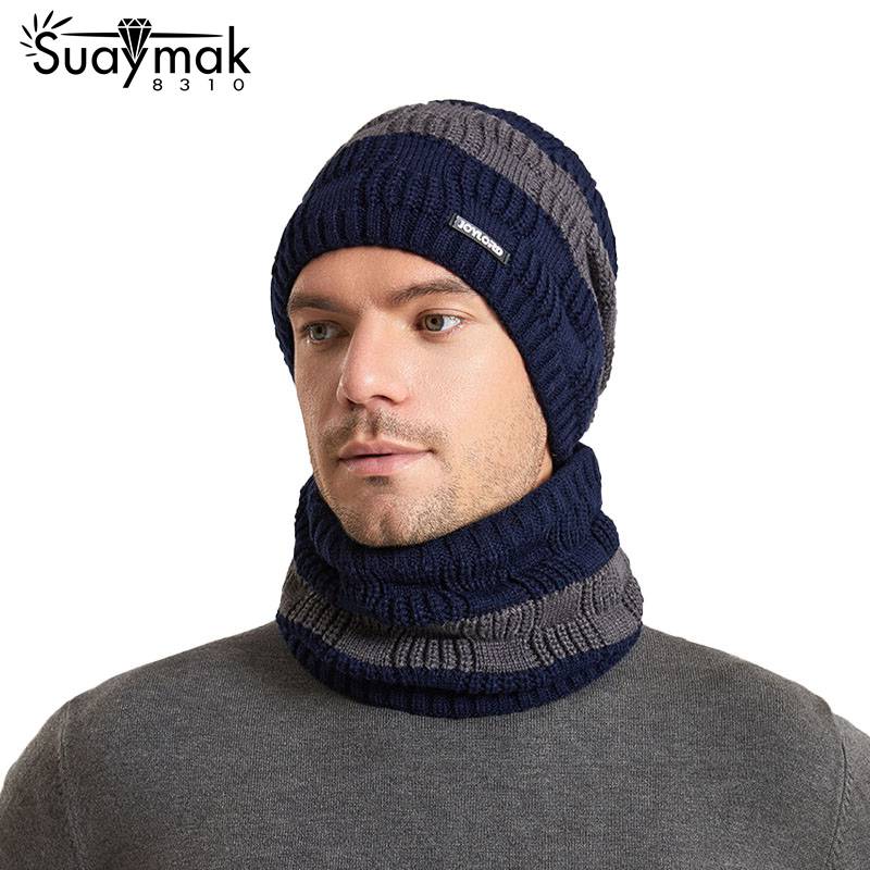 Cross-border New Knitted Pullover Hat Scarf Two-piece Winter Warm Ear Protection Men's and Women's Same Wool Hat
