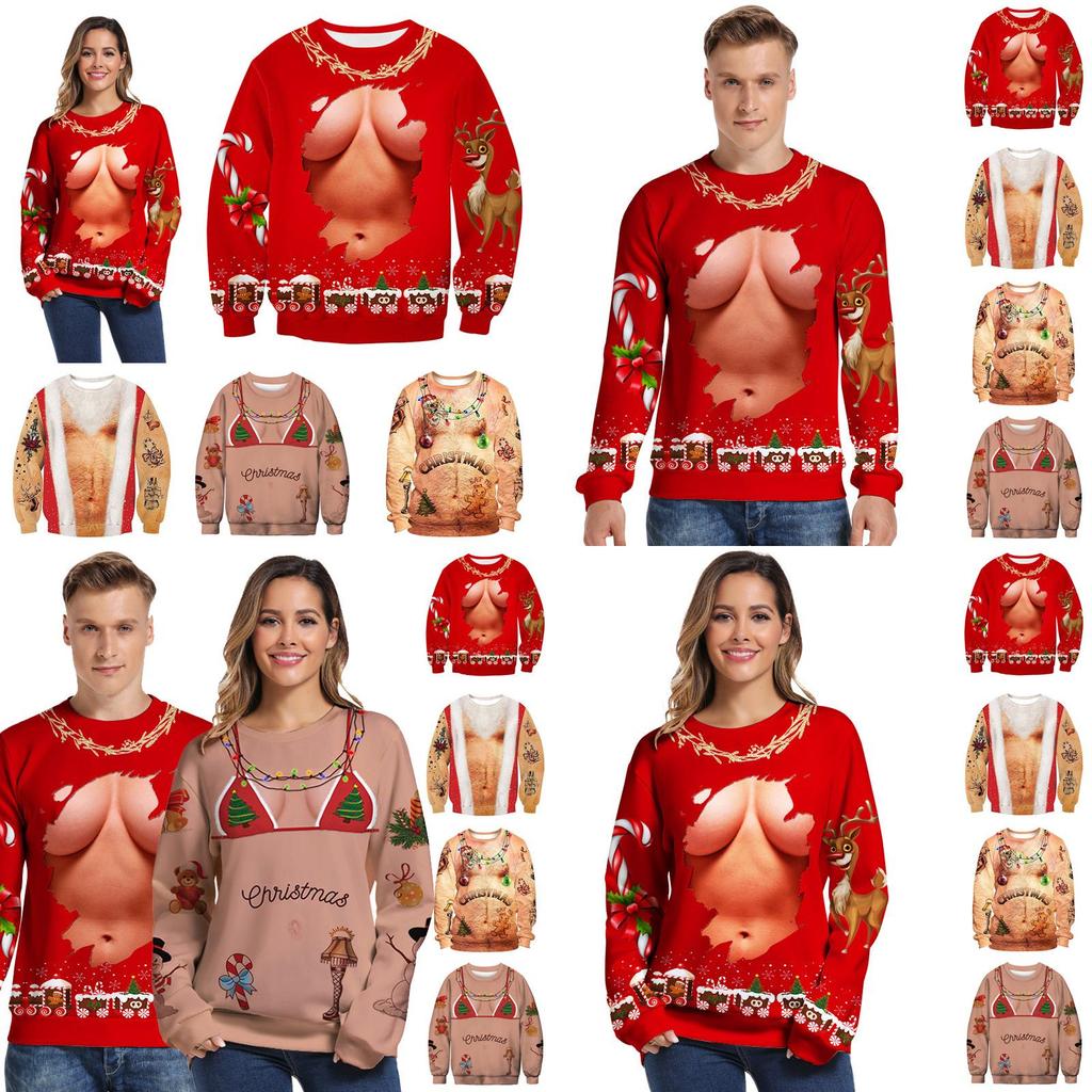 Уютная мужская рождественская толстовка с капюшоном с 3D-графическим принтом для праздничных торжеств