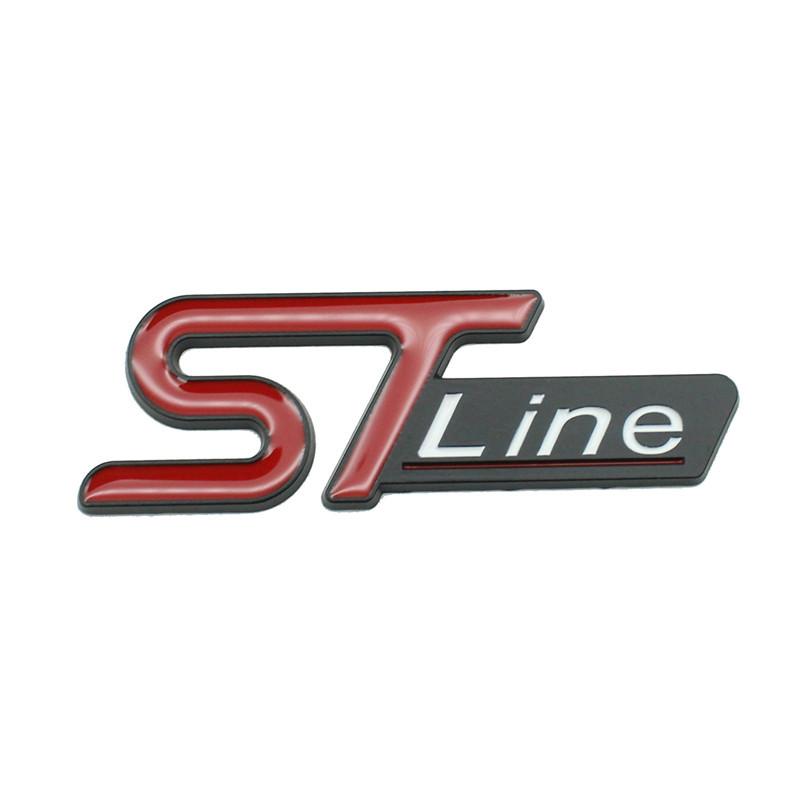 KFLV8 2pcs 3D  ST-Line metal automotive stickers for the  middle grill rear and fender, applicable to Ford  car serials