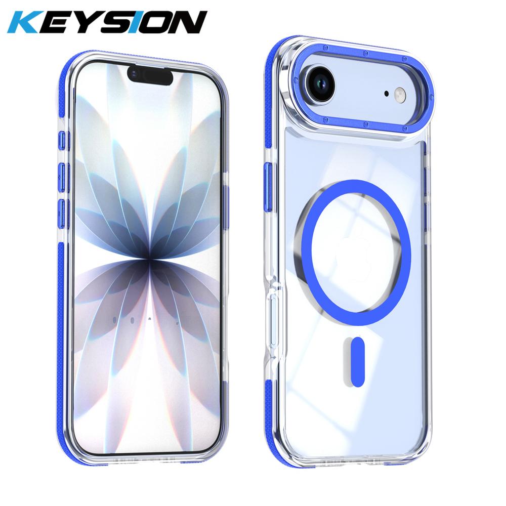 KEYSION Прозрачный магнитный чехол HD для MagSafe для iPhone 17 Pro Max Беспроводная зарядка Ударопрочный чехол для телефона для iPhone17 Air