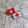 Red Cross and White Cross Flag Brooch Made of Zinc Alloy Material Coated with Pvc Size 2.5 X 1.5cm