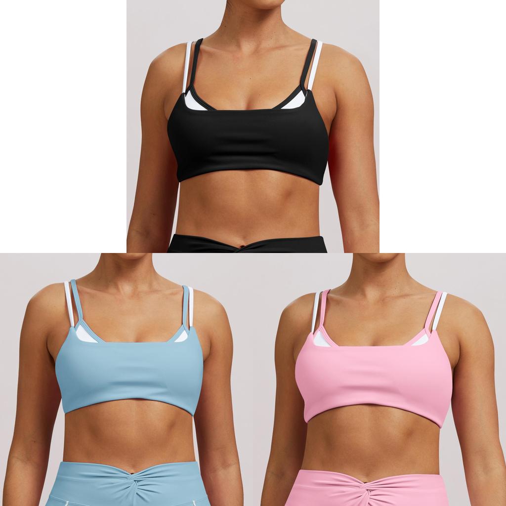 Nude Feeling Double Strap Yoga Bra With Chest Pad For Fitness And Sport Activities