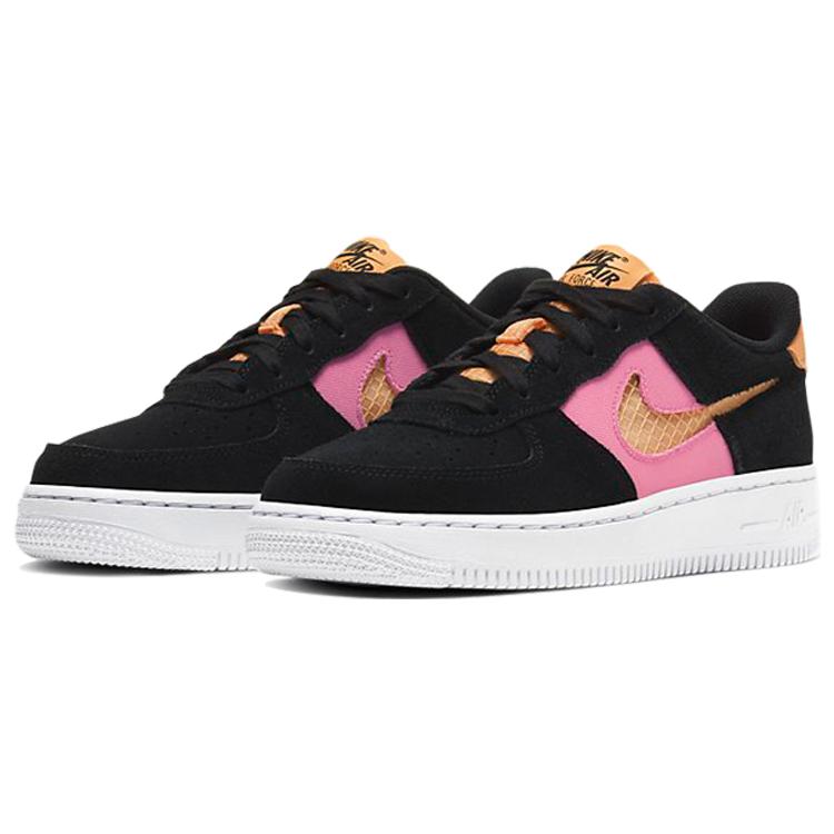 Nike Кроссовки Nike Air Force 1 Low для детей, скейтбординга, черные с розовым, для подростков, CJ4093-002