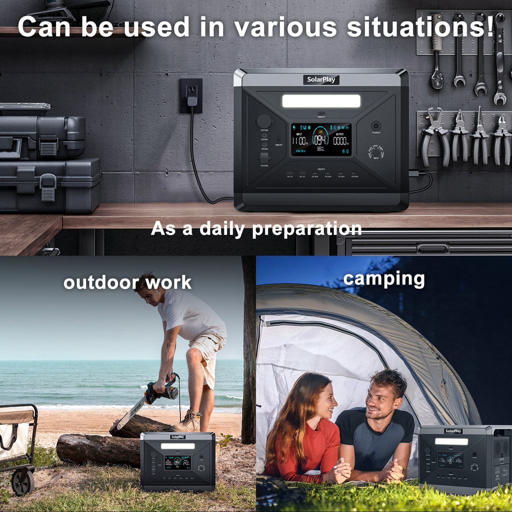 Solarplay Q2501 2400W 2160Wh LiFePO4 Portable Power Station with 200W Solar Panel UPS Home Backup Generator DE Local Shipping