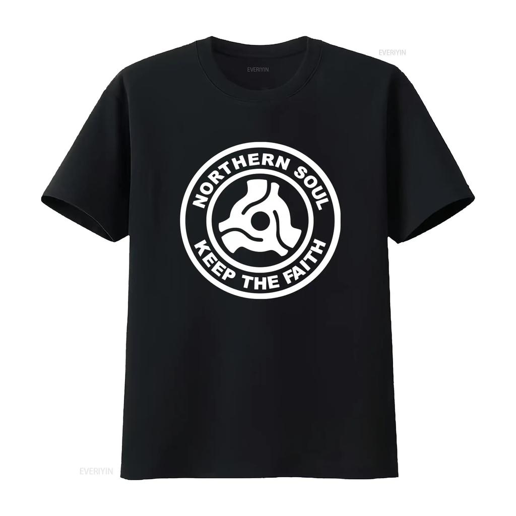 Northern Soul Keep The Faith Retro Disco Music T Shirt for Men Comfortable Cotton Loose Fit vintage Washed Soft Stylish