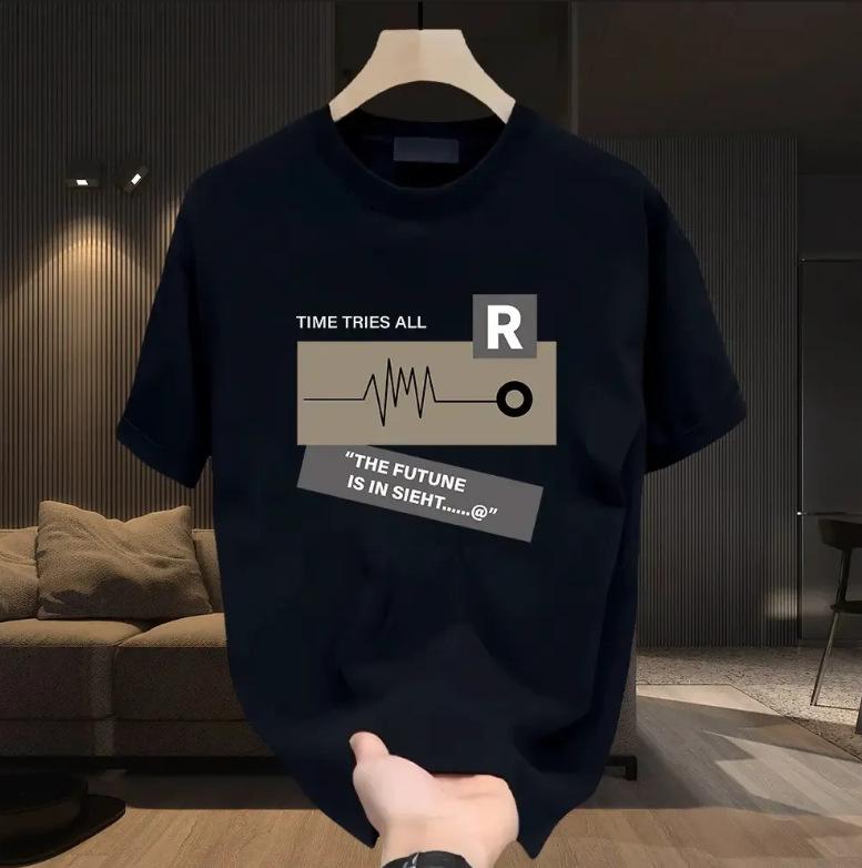 Летняя футболка с круглым вырезом и вдохновляющим текстом, модная повседневная из чистого хлопка, с короткими рукавами, мужская