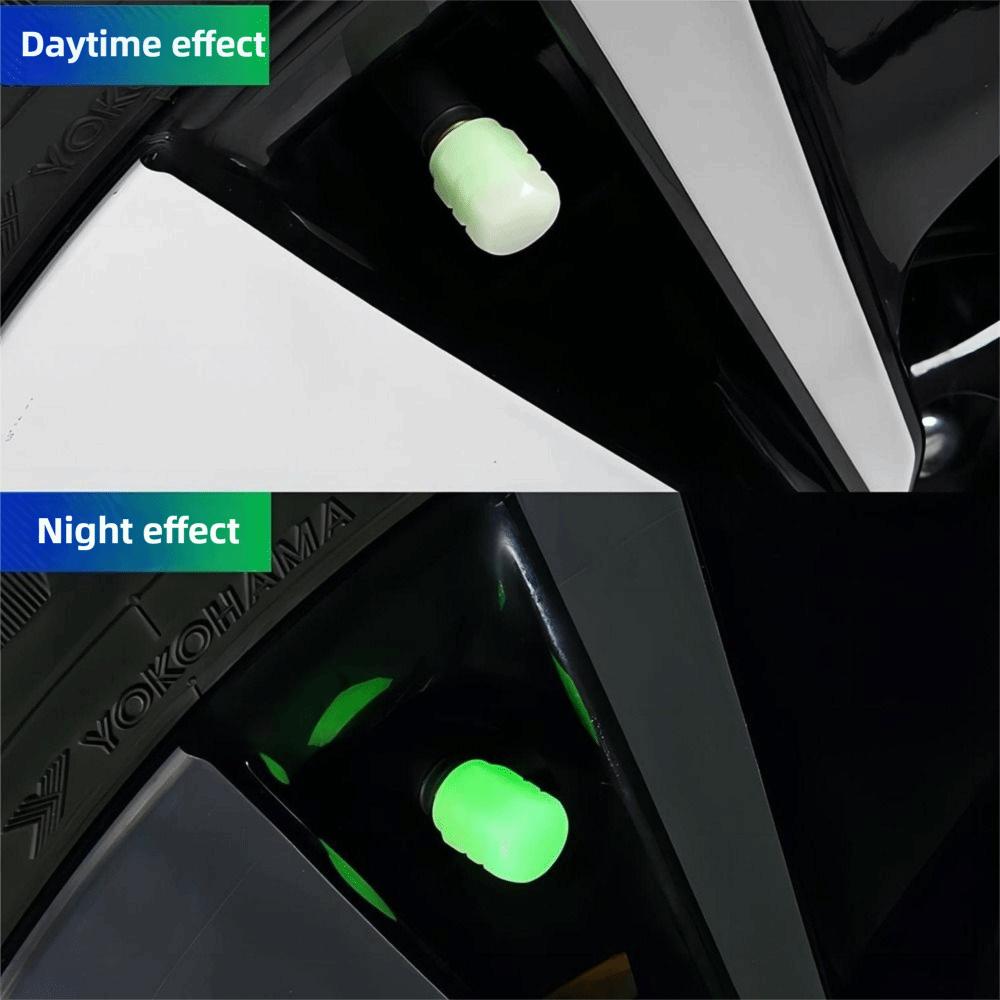 8Pcs Night Glowing Glowing Tire Valve Caps Super Bright Light Valve Core Cover Motorcycle Wheel