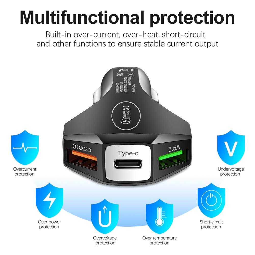 Автомобильное зарядное устройство 7A USB Type C PD Fast Charger Quick Charge 3.0 для IPhone 13 Samsung Huawei