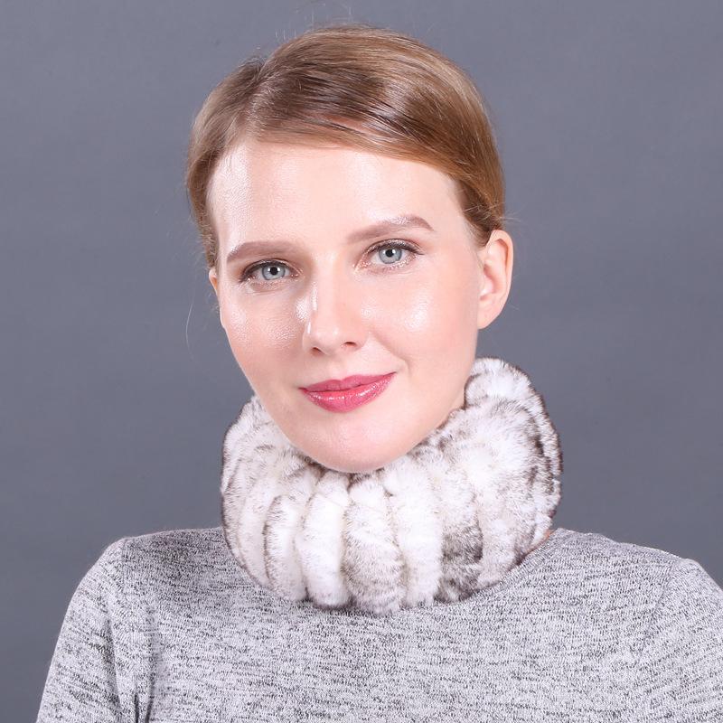 Женский осенне-зимний пуловер, теплый воротник двойного назначения, эластичный тканый меховой шарф из кроличьей шерсти Wai Rex