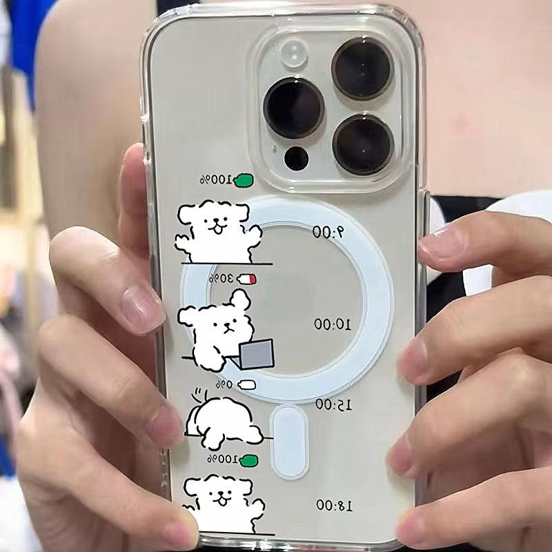 Магнитный чехол для телефона с изображением рабочей собаки для iPhone 17 16 15 14 13 12 11 Pro Plus Max Mini 17 Air 16E X XR XS Прозрачная мультяшная задняя крышка