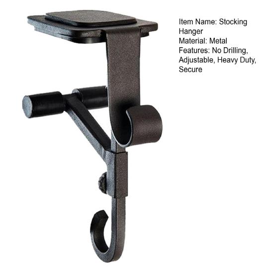 2-in-1 Fireplace Stocking And Garland Hanger Adjustable Heavy Duty Wreath Hanger No Drilling Mantel Stocking Holder for Christmas Decoration