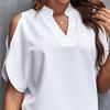 Женская шифоновая блузка с открытыми плечами, летние однотонные повседневные топы с v-образным вырезом