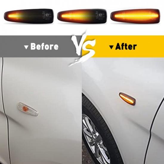 For Mitsubishi EVO Lancer X Mirage LED SMOKED Front Fender Lights Signal Blinker