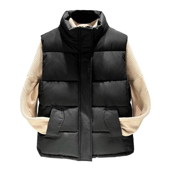 Женское зимнее пальто с карманами, застежкой-молнией, воротником-стойкой, без рукавов, однотонное, для активного отдыха