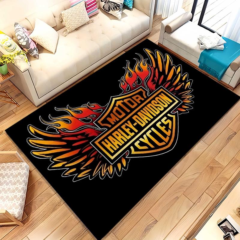 Retro H-Harleys Racing Moto Living Room Non-Slip Area Rug Soft Carpet for Bedroom Kids Playroom Sofa,Home Decor Doormat Gift