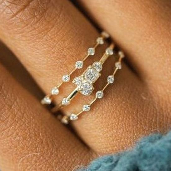 Набор золотых колец Sanjie TEMU: Стильный набор модной бижутерии из 3 предметов для женщин