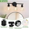 Three-light bathroom fixture, black bathroom vanity light, with transparent glass shade