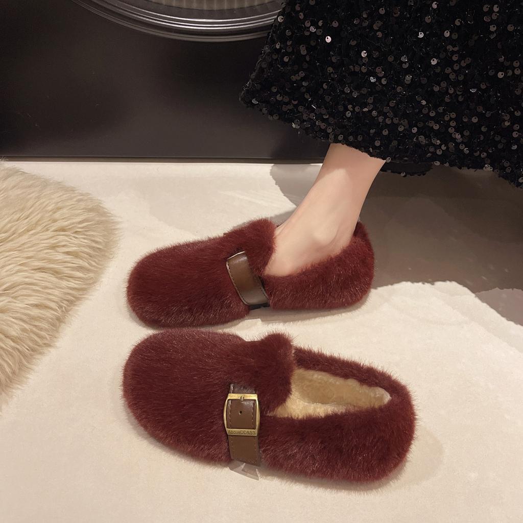 Туфли Мао Мао Женские Зимние Новые Туфли Дуду На Плоской Подошве Плюшевые Теплые Сказочный Ветер Хлопковые Туфли Женские
