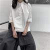 Женская блузка асимметричного кроя в стиле Харадзюку, черно-белая рубашка в японском корейском стиле, свободные топы на пуговицах, повседневная летняя мода