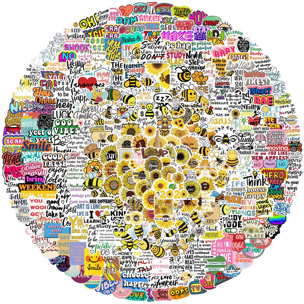 300 No-Repeat Cartoon Inspirational Graffiti Stickers Decorate Suitcase Guitar No Glue Waterproof Stickers