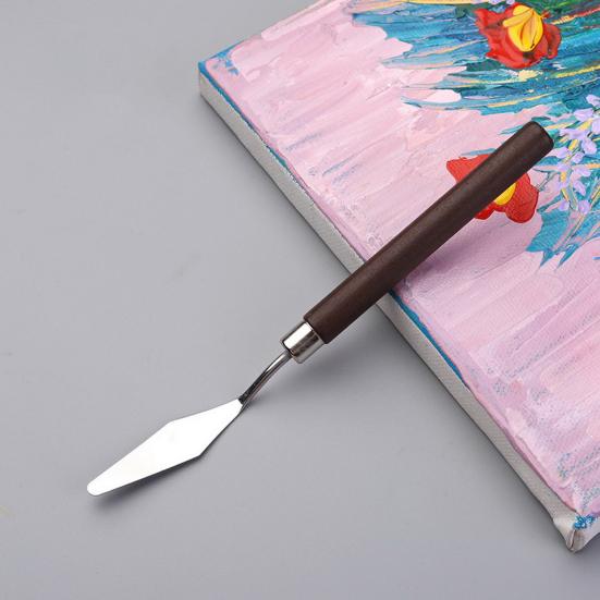 Набор шпателей для рисования с деревянной ручкой, 7 шт./компл., картина маслом из нержавеющей стали, художественная палитра, скребок для смешивания цветов, аксессуары для рисования