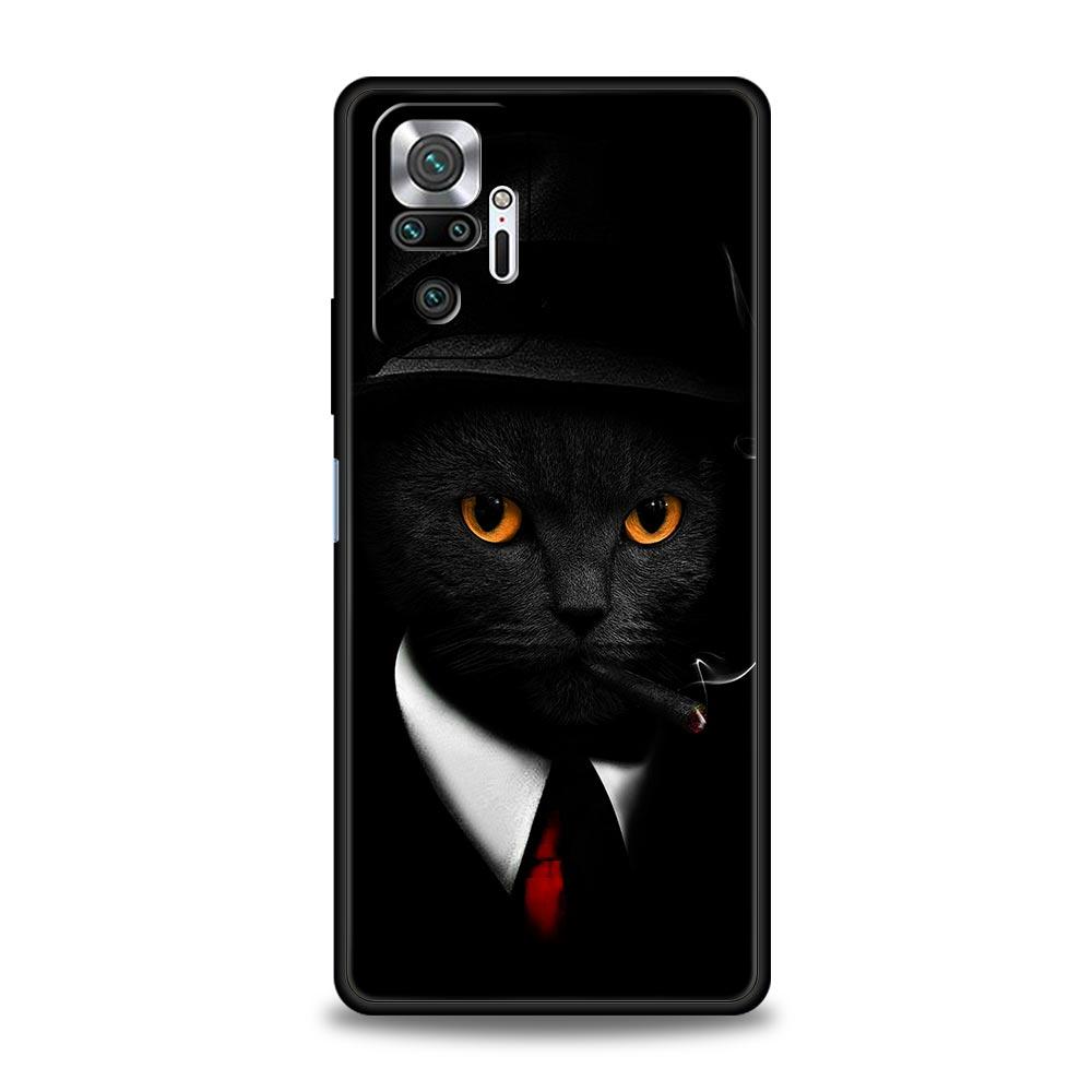 Черный кот Стеклянный Глаз Чехол для Телефона Для Xiaomi Redmi Note 12 5G 11 10 Pro Plus 9S 9 8 7 9T 8T 10C 9C 9A 5G K50 Gaming Мягкий Чехол