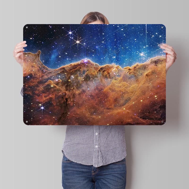 Cosmic Mountains D Texture Printed Poster Custom Vintage Metal Tin Plate Sign for Wall Art Home Decoration Gaming Room Decor