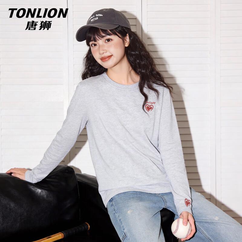 Женская футболка TonLion 100% хлопок свободного кроя с принтом в виде сердечек, с длинным рукавом