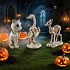 Festival Window Ornaments Skeleton Animal Statue Spooky Deer Cat Duck Figurine Resin Horror Theme Party Decor Ornament for Halloween Table