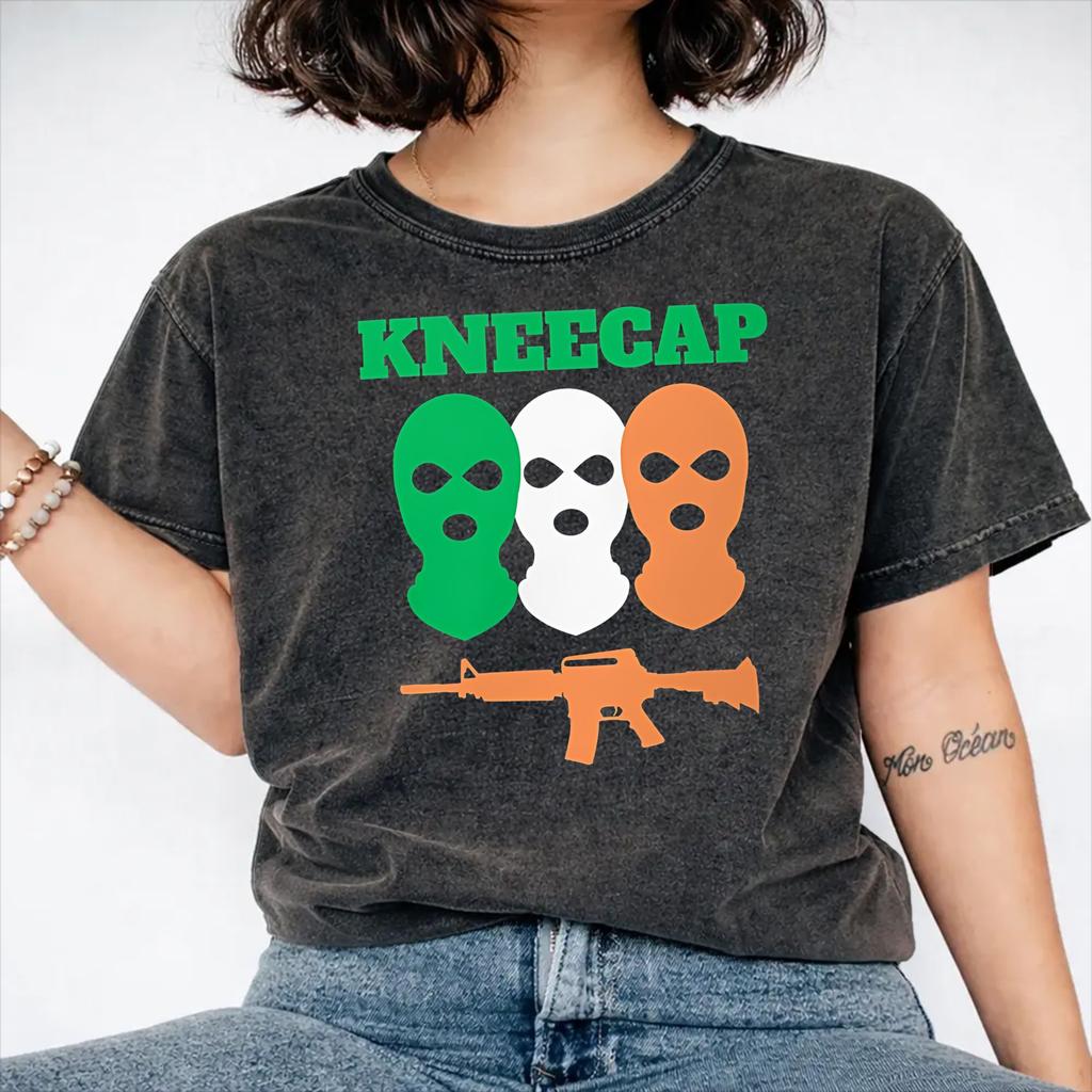 Harajuku Washed Shirt Kneecap Fenian Outfit Vintage T-Shirts Oversize Streetwear Cotton Graphic Tees