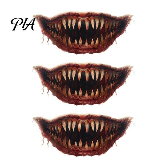 Safe Skin Friendly Makeup Tattoos 3Pcs Realistic Scary Mouth for Halloween Zombie Vampire Clown Party, Waterproof Spooky Theme Party Accessories