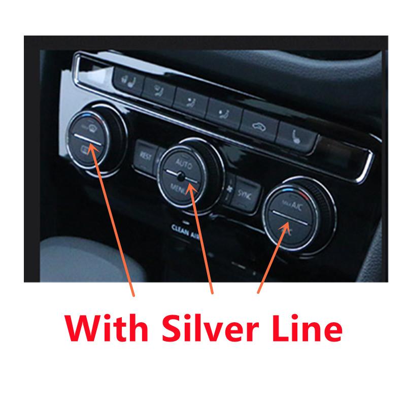 3Pcs/Set Car Air Conditioning Knob Control Switch Decoration Ring Fit For Volkswagen VW Golf 7 MK7 2014- Auto