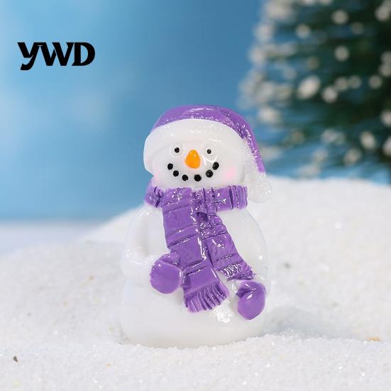 Waterproof Resin Garden Accents 2Pcs Christmas Mini Snowman Figurines, Winter Tiny Decoration, Xmas Micro Tree Decorations Landscape Ornament