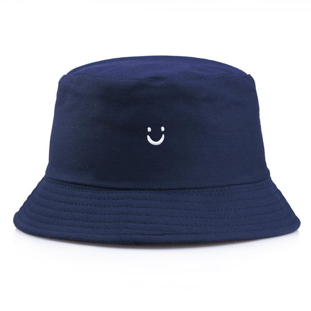 New Smiling Face Embroidered Fisherman Hat Women's Cute Sunscreen Bowl Hat Men's Outdoor Sunshade Hat