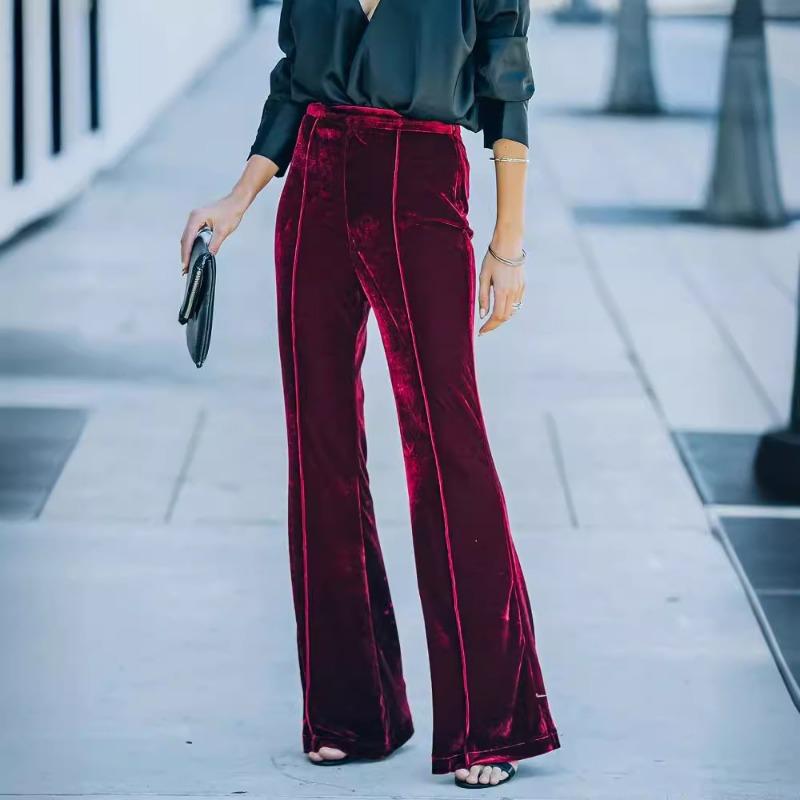 Осенне-зимние женские повседневные брюки Collage Golden Velvet с микроукороченными краями и высокой талией